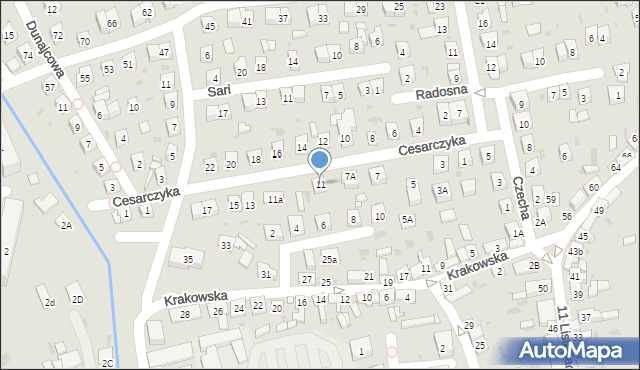 Stary Sącz, Cesarczyka Romana, 11, mapa Stary Sącz