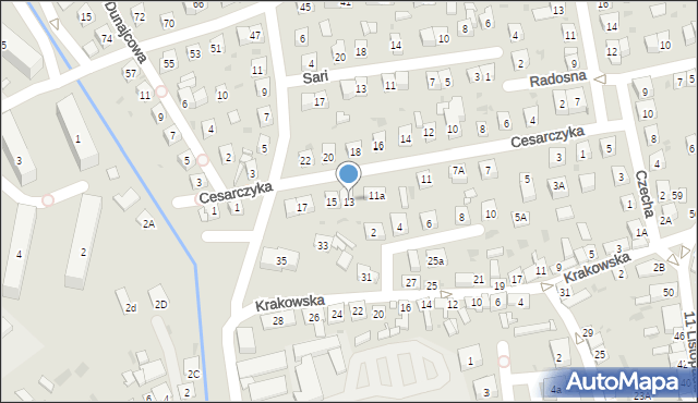 Stary Sącz, Cesarczyka Romana, 13, mapa Stary Sącz