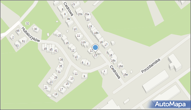 Szczecin, Cedrowa, 13, mapa Szczecina