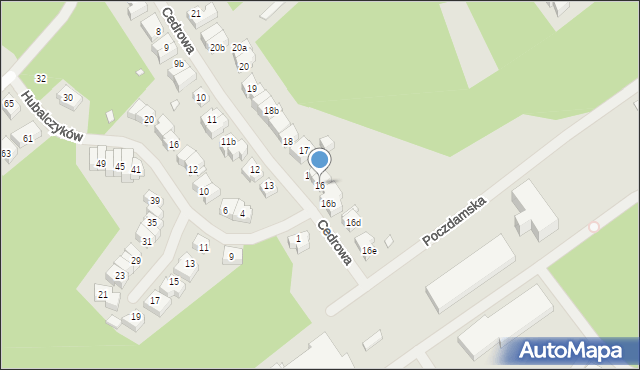 Szczecin, Cedrowa, 16, mapa Szczecina