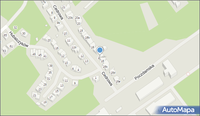 Szczecin, Cedrowa, 16a, mapa Szczecina