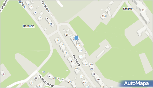 Szczecin, Cedrowa, 22c, mapa Szczecina