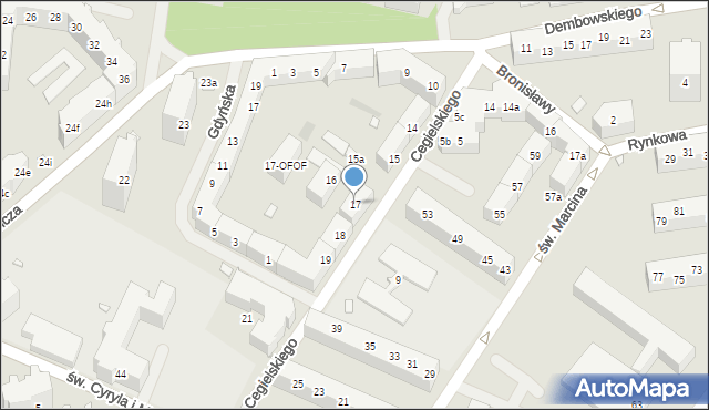 Szczecin, Cegielskiego Hipolita, 17, mapa Szczecina