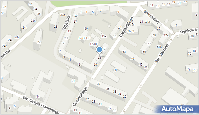 Szczecin, Cegielskiego Hipolita, 18, mapa Szczecina