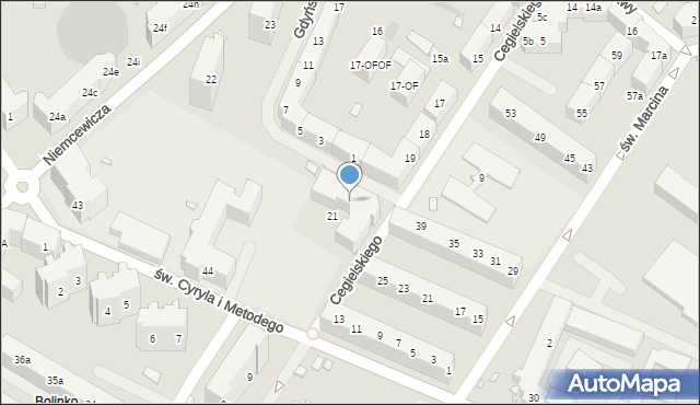 Szczecin, Cegielskiego Hipolita, 21A, mapa Szczecina