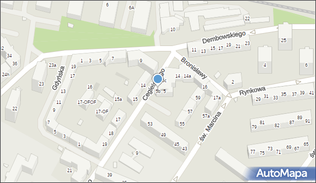 Szczecin, Cegielskiego Hipolita, 5b, mapa Szczecina