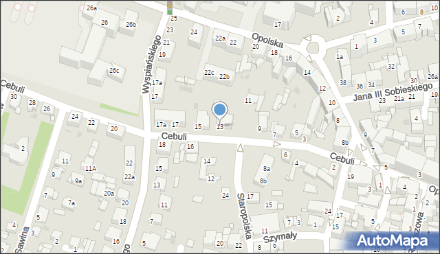 Tarnowskie Góry, Cebuli Józefa, 13, mapa Tarnowskie Góry