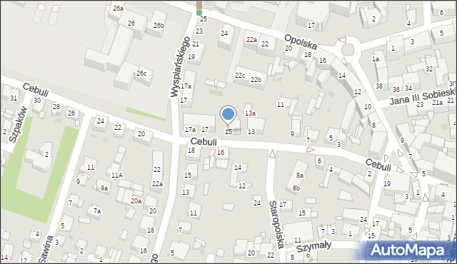 Tarnowskie Góry, Cebuli Józefa, 15, mapa Tarnowskie Góry