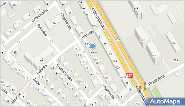 Warszawa, Cegłowska, 20, mapa Warszawy