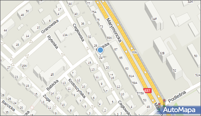 Warszawa, Cegłowska, 24, mapa Warszawy