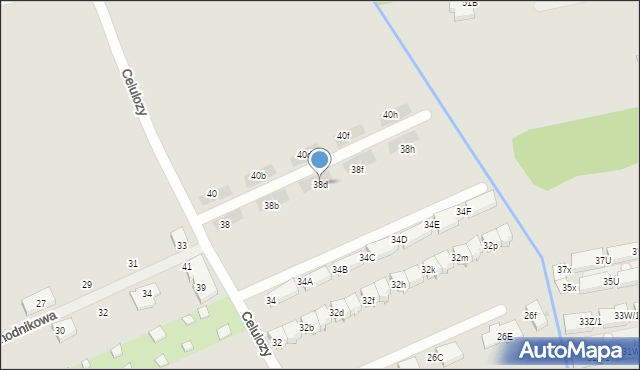 Warszawa, Celulozy, 38d, mapa Warszawy