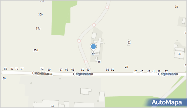 Wąwał, Cegielniana, 57, mapa Wąwał