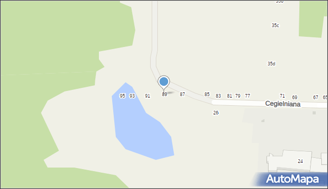 Wąwał, Cegielniana, 89, mapa Wąwał