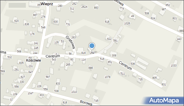 Wieprz, Centrum, 264, mapa Wieprz