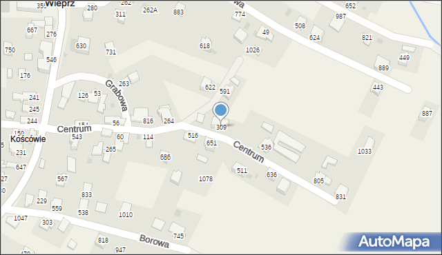 Wieprz, Centrum, 309, mapa Wieprz