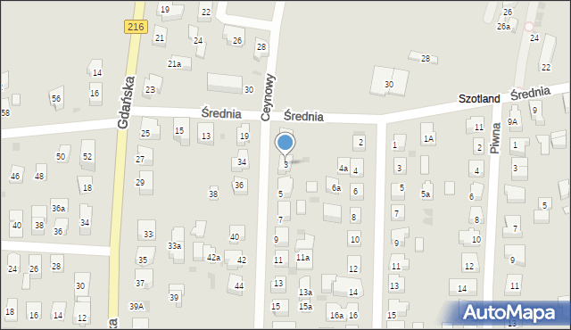 Władysławowo, Ceynowy Floriana, dr., 3, mapa Władysławowo