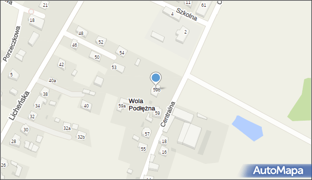 Wola Podłężna, Centralna, 59b, mapa Wola Podłężna