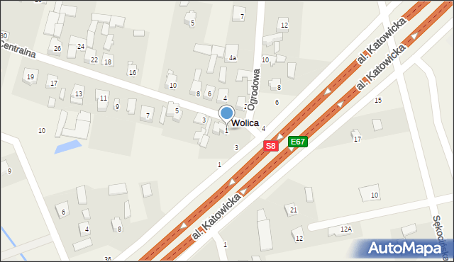 Wolica, Centralna, 1, mapa Wolica