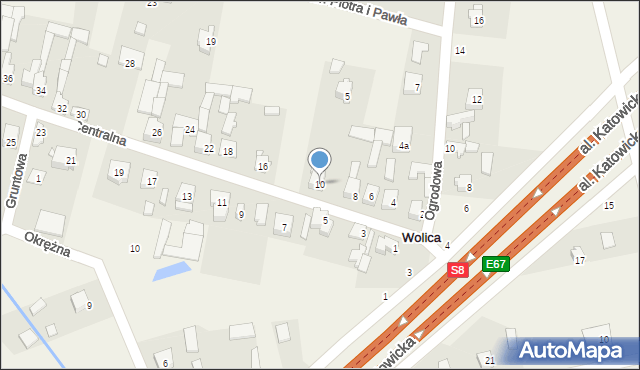 Wolica, Centralna, 10, mapa Wolica