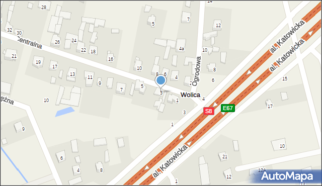 Wolica, Centralna, 3, mapa Wolica