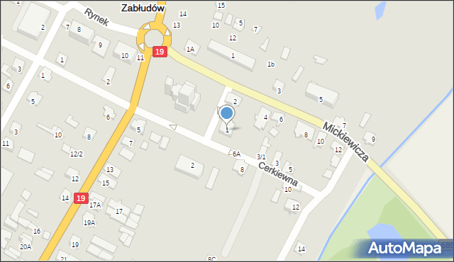 Zabłudów, Cerkiewna, 1, mapa Zabłudów