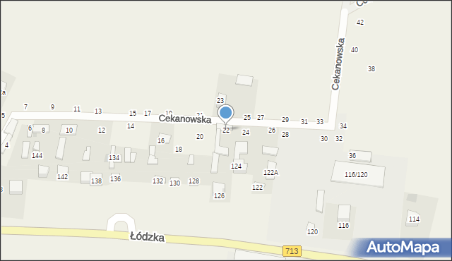 Zaborów Pierwszy, Cekanowska, 22, mapa Zaborów Pierwszy