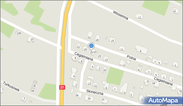 Żary, Cegielniana, 17, mapa Żary