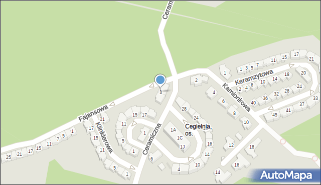 Zielona Góra, Ceramiczna, 3, mapa Zielona Góra