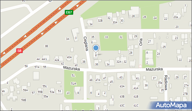 Zielonka, Ceglana, 4, mapa Zielonka