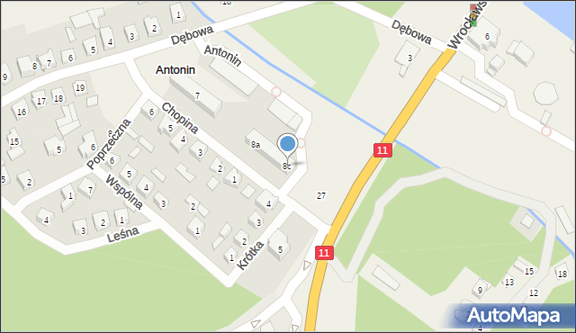 Antonin, Chopina Fryderyka, 8c, mapa Antonin