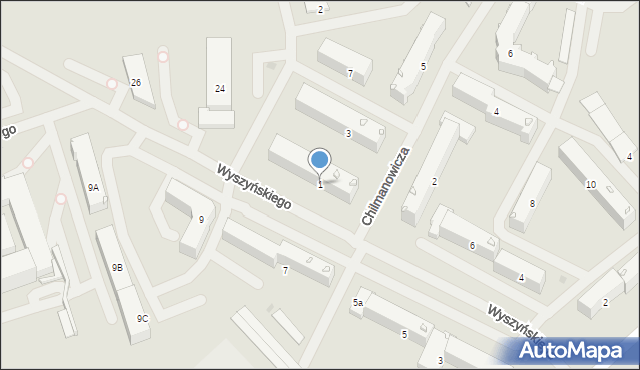Bartoszyce, Chilmanowicza, 1, mapa Bartoszyce