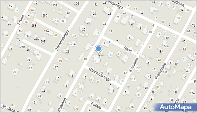 Biała Podlaska, Chełmońskiego Józefa, 13, mapa Białej Podlaskiej