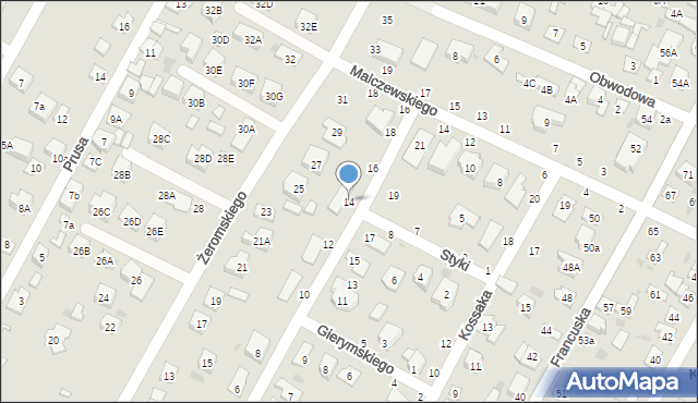 Biała Podlaska, Chełmońskiego Józefa, 14, mapa Białej Podlaskiej