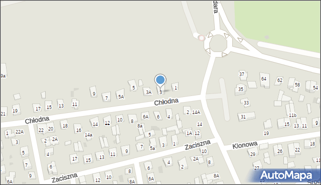 Biała Podlaska, Chłodna, 3, mapa Białej Podlaskiej
