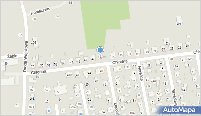 Biała Podlaska, Chłodna, 39, mapa Białej Podlaskiej