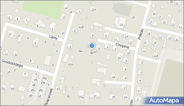 Biała Podlaska, Chopina Fryderyka, 8A, mapa Białej Podlaskiej