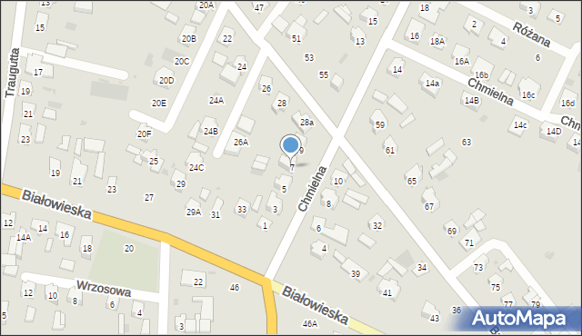 Bielsk Podlaski, Chmielna, 7, mapa Bielsk Podlaski