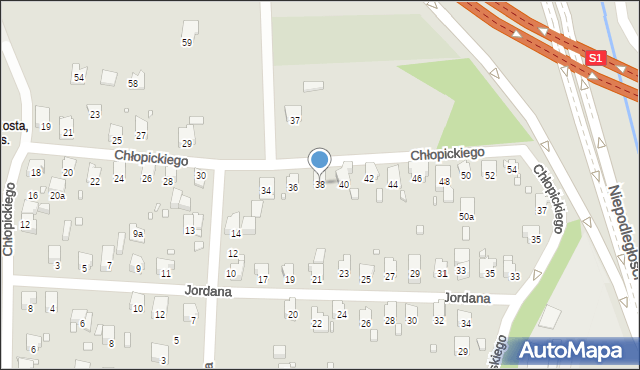 Bielsko-Biała, Chłopickiego Józefa, gen., 38, mapa Bielsko-Białej