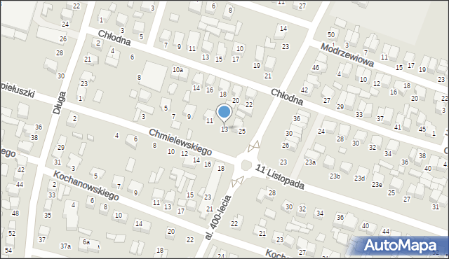 Biłgoraj, Chmielewskiego Józefa, ks., 13, mapa Biłgoraj