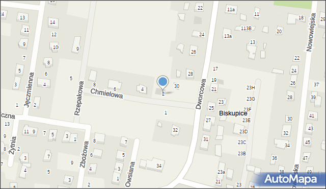 Biskupice, Chmielowa, 2, mapa Biskupice
