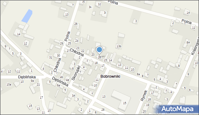 Bobrowniki, Chłodna, 16, mapa Bobrowniki