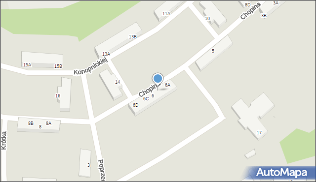 Borne Sulinowo, Chopina Fryderyka, 6B, mapa Borne Sulinowo