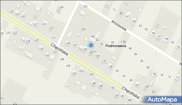 Brzeziny, Chęcińska, 101, mapa Brzeziny