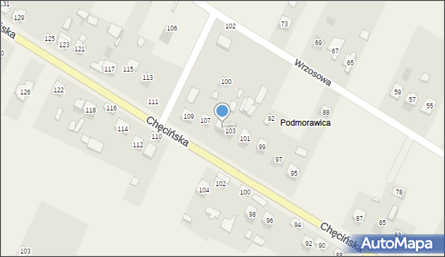 Brzeziny, Chęcińska, 105, mapa Brzeziny