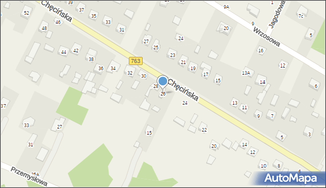 Brzeziny, Chęcińska, 26, mapa Brzeziny