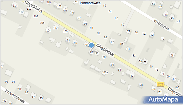 Brzeziny, Chęcińska, 92, mapa Brzeziny