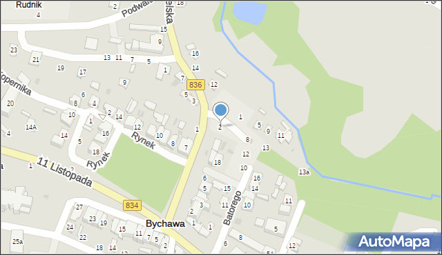 Bychawa, Chopina Fryderyka, 4, mapa Bychawa