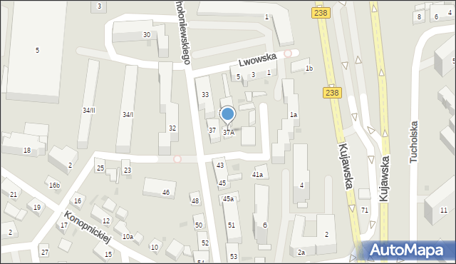 Bydgoszcz, Chołoniewskiego Antoniego, 37A, mapa Bydgoszczy