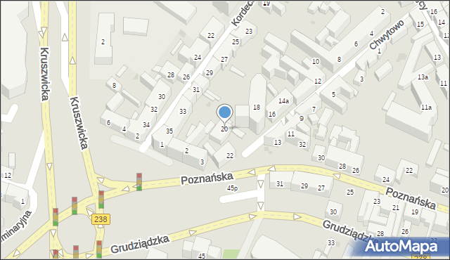 Bydgoszcz, Chwytowo, 20, mapa Bydgoszczy