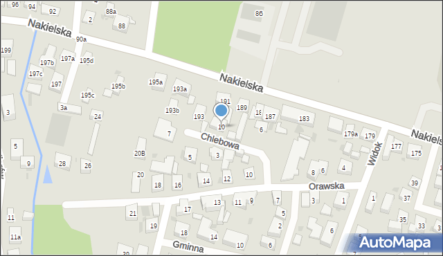 Bydgoszcz, Chlebowa, 10, mapa Bydgoszczy